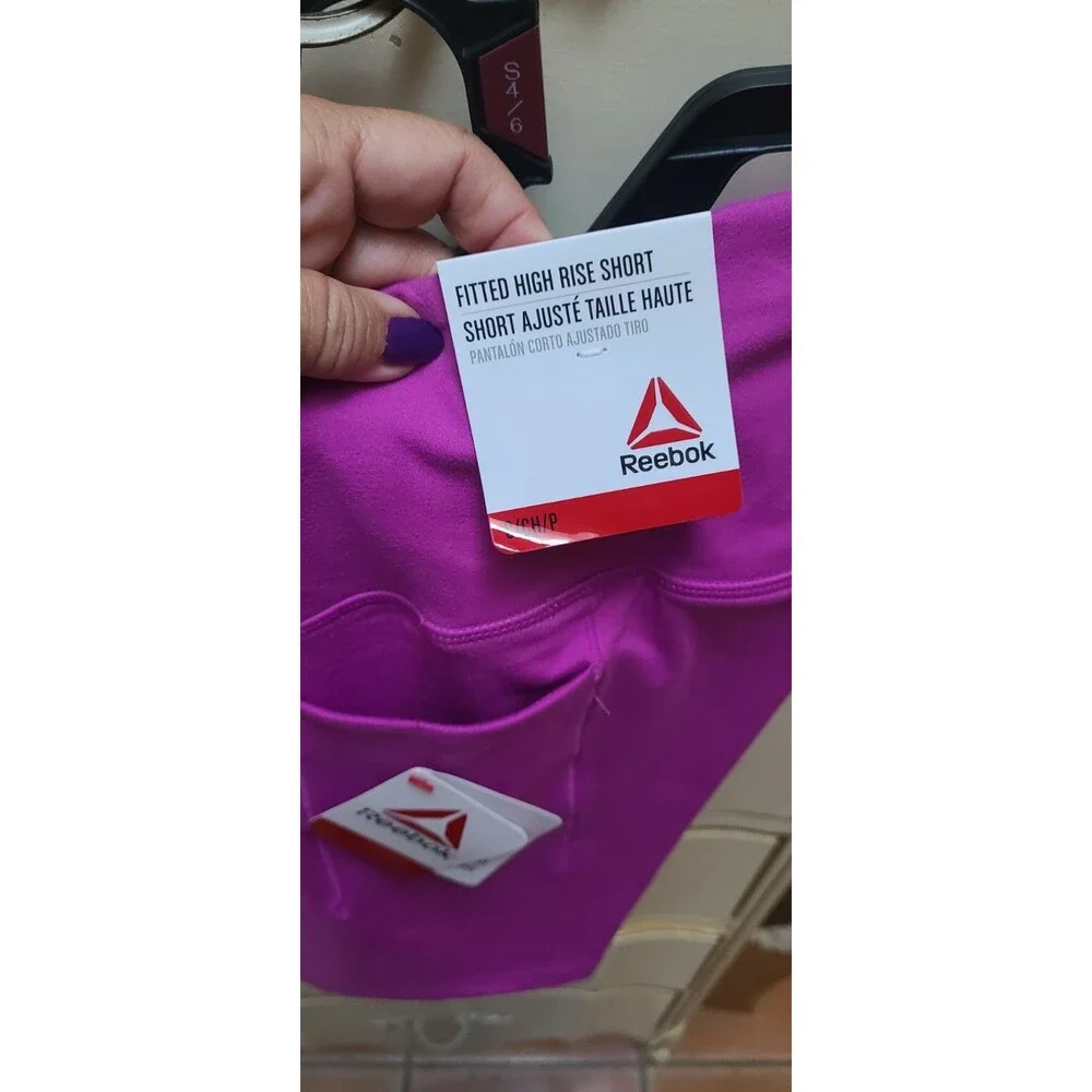 Nwt Reebok Women High Waist Reflex Cycling Shorts Cattleya Orchid XS Small